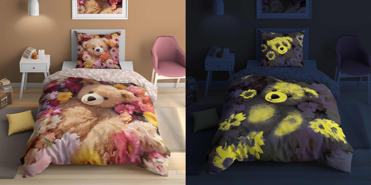 pościel 160x200 świecąca miś